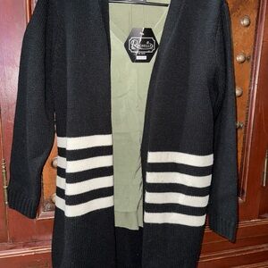 Rachel Black and White Striped Women's Sweater